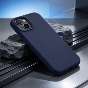 Midnight Blue Phone Case, Lightweight Fitted Design, Shock-Absorbing Protective Frame, Raised Camera Surround, Wireless Charging Support, Compatible with iPhone 14