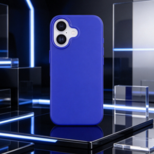 Electric Blue Minimalist Phone Case, Slim Lightweight Construction, Reinforced Corner Protection, Raised Camera Edge, Wireless Charging Support, Compatible with iPhone 17