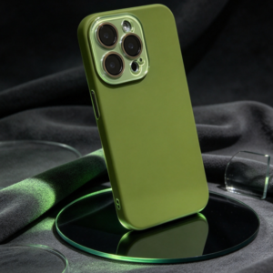 Green Slim Phone Case, Lightweight Flexible Protective Cover, Raised Camera Surround, Shock-Resistant Edges, Wireless Charging Support, Compatible with iPhone 12 Pro Max