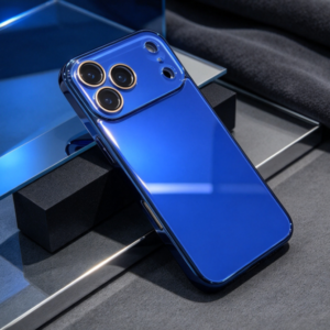 Dark Blue Slim Phone Cover, Clean Solid-Color Finish, Flexible Protective Edges, Impact-Resistant Design, Raised Camera Border, Wireless Charging Support, Compatible with iPhone 17 Pro Max