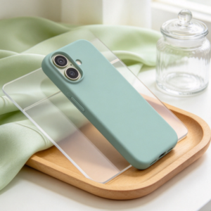 Celadon Green Matte Phone Case, Simple Slim Profile with Protective Side Edges, Impact-Resistant Design, Raised Camera Frame, Wireless Charging Support, Compatible with iPhone 17