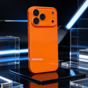 Bright Orange Slim Phone Cover, Lightweight Fitted Design, Reinforced Corner Protection, Raised Camera Frame, Everyday Shock Resistance, Wireless Charging Support, Compatible with iPhone 17